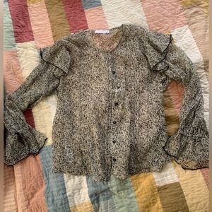 Mango sheer long sleeve top